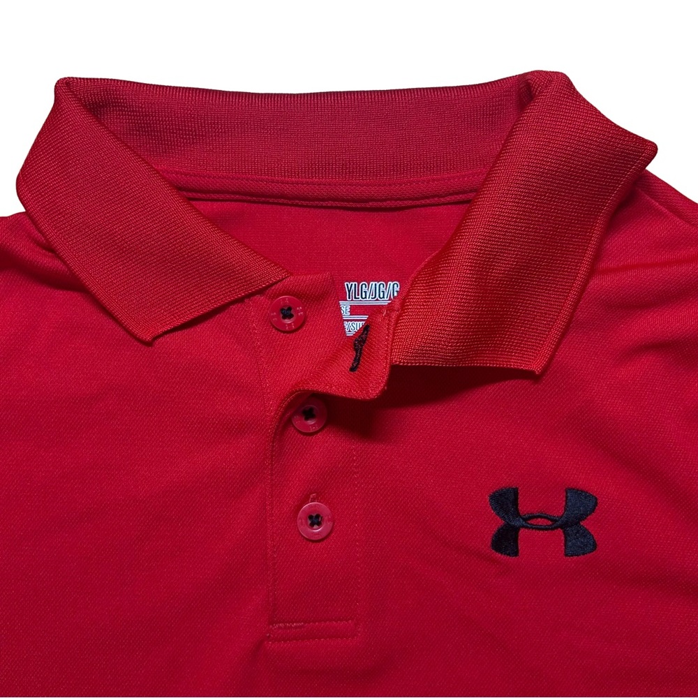 Under Armour Kids Red Collared Short Sleeve Shirt - Picture 2 of 5